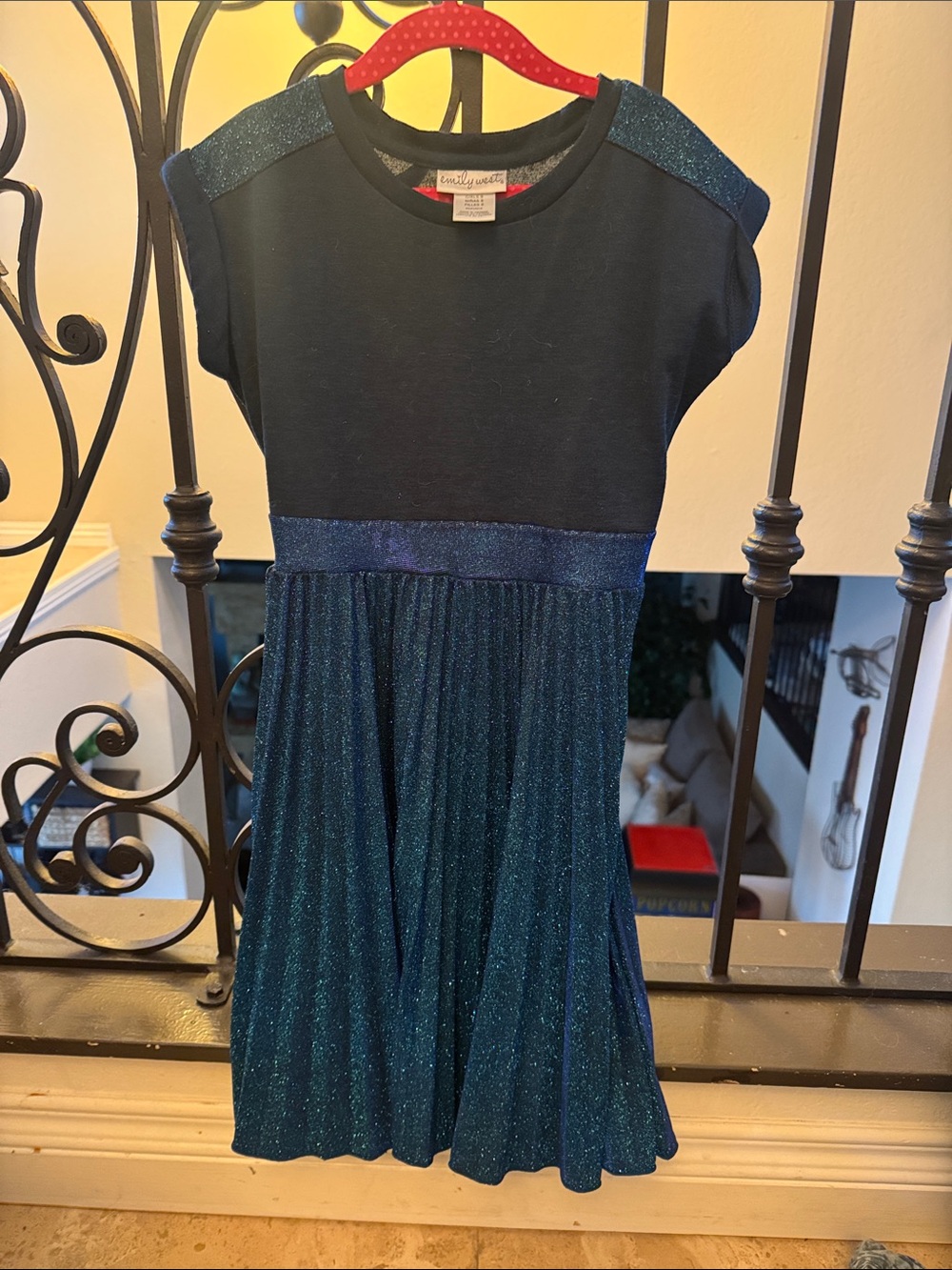 Emily West Girls' Navy Blue Sparkle Waist Dress size 8
